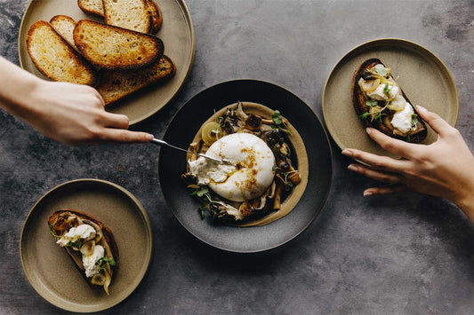 Burrata et poêlée de champignons