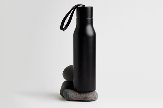 Insulated water bottle with strap